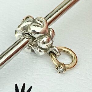 Authentic Pandora Silver & 14k Gold Two Tone Diamond 💎 “I Do” Dangle Charm